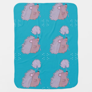 Hedgehog with Dandelion Cute Folk Art Nature Baby Blanket