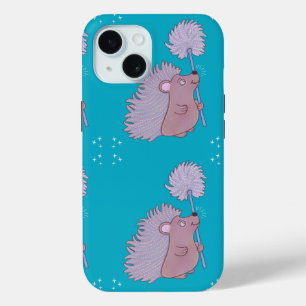 Hedgehog with Dandelion   Cute Folk Art Nature iPhone 15 Case