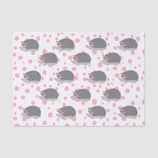 Hedgehog with Floral Wreath Tissue Paper (Front)