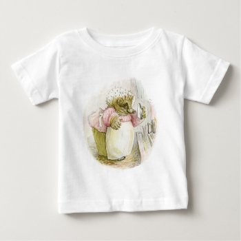 Hedgehog With Iron Mrs Tiggy-winkle Baby T-shirt by FaerieRita at Zazzle