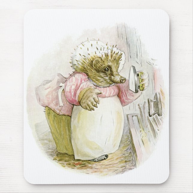 Hedgehog with Iron Mrs Tiggy-Winkle Mouse Pad (Front)