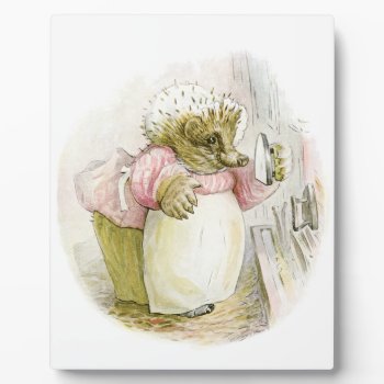 Hedgehog With Iron Mrs Tiggy-winkle Plaque by FaerieRita at Zazzle