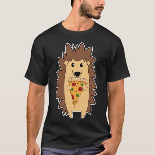 Hedgehog With Pizza Slice Cute Animal Hedgehog Pet T_Shirt