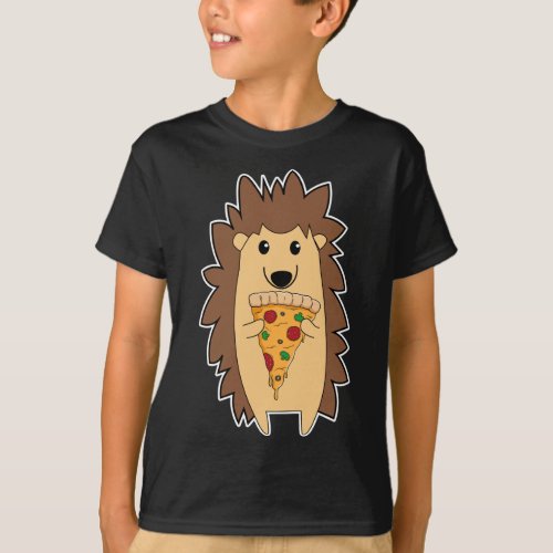 Hedgehog With Pizza Slice Cute Animal Hedgehog Pet T_Shirt