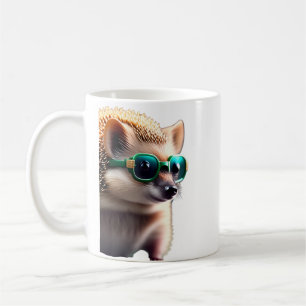 hedgehog with sunglasses coffee mug