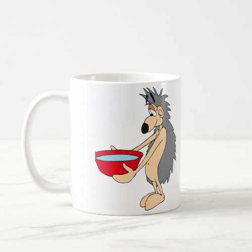 hedgehog with water dish coffee mug