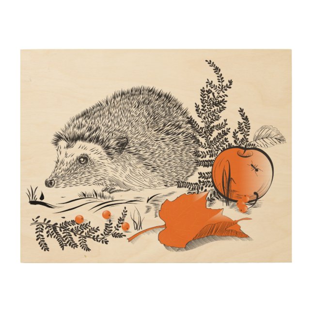 Hedgehog Wood Wall Decor (Front)