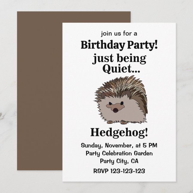 Hedgehog Woodland Animal Birthday Party Invitation (Front/Back)