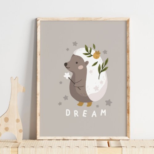 Hedgehog Woodland Animal Dream Poster  Wall Print