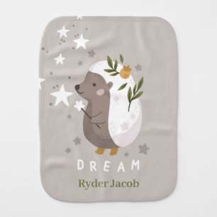 Hedgehog Woodland Animal Stars   Baby Burp Cloth