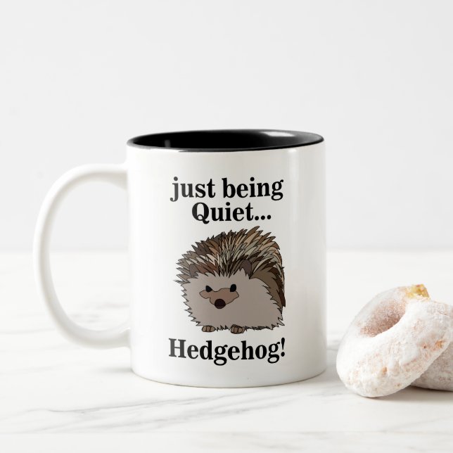 Hedgehog Woodland Animal  Two-Tone Coffee Mug (With Donut)