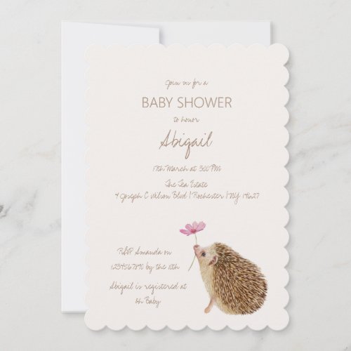 Hedgehog Woodland Forest Baby Shower Invitation