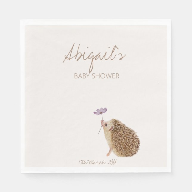Hedgehog Woodland Forest Baby Shower  Napkins (Front)
