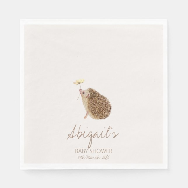 Hedgehog Woodland Forest Baby Shower  Napkins (Front)