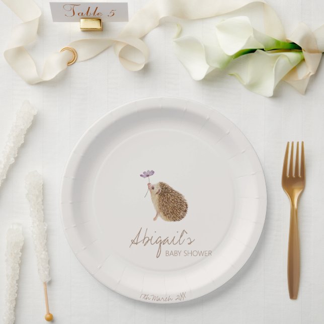 Hedgehog Woodland Forest Baby Shower  Paper Plates (Wedding)