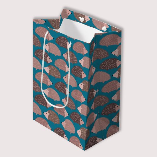 Hedgehog woodland pattern medium gift bag