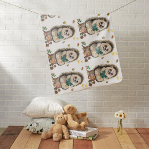 Hedgehog Woodland Themed Baby Blanket
