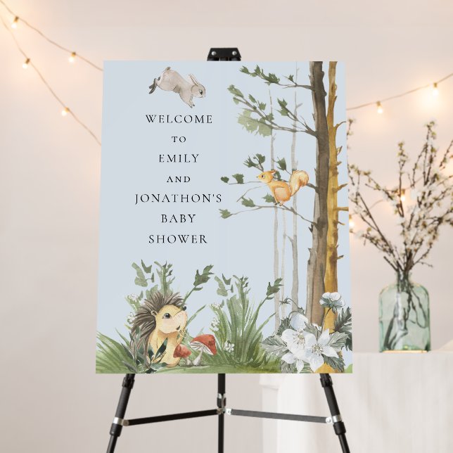 Hedgehog Woodland Welcome to Baby Shower Foam Board (In Situ (Stand))