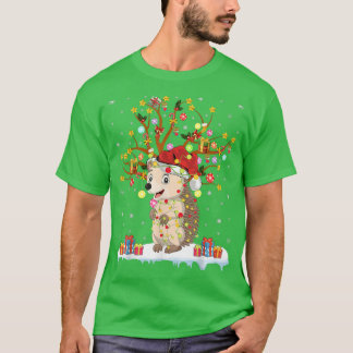 Hedgehog Xmas Lighting Tree Santa Hedgehog Christm T-Shirt