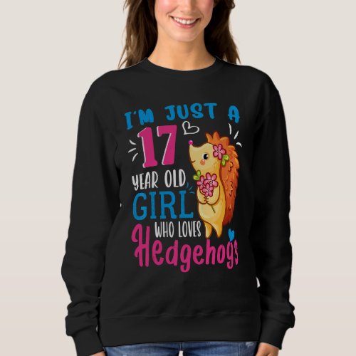 Hedgehogs 17 Birthday  17th Years Old Girl Sweatshirt