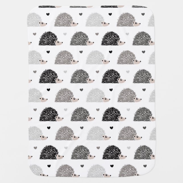 Hedgehogs and Hearts Baby Blanket (Front)