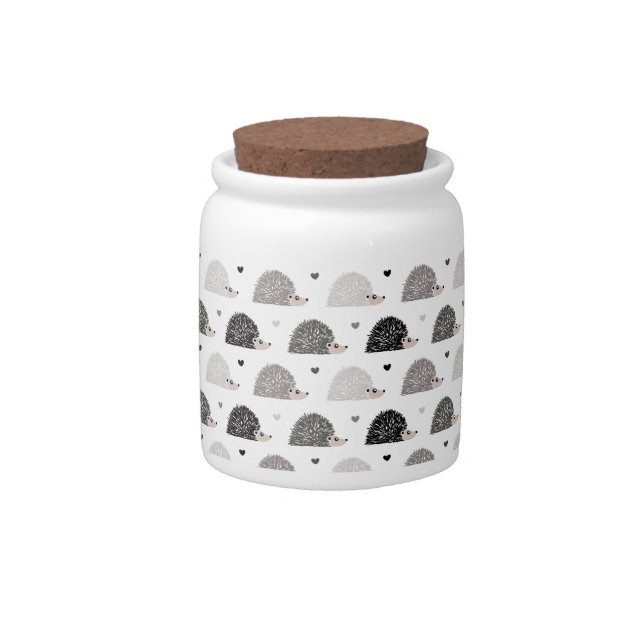 Hedgehogs and Hearts Candy Jar (Front)