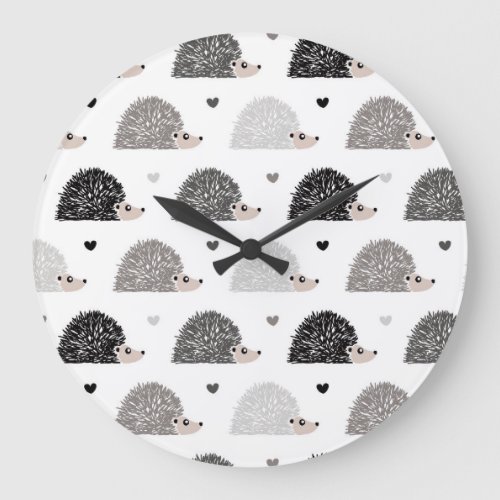 Hedgehogs and Hearts Large Clock