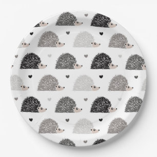 Hedgehogs and Hearts Paper Plates