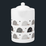 Hedgehogs and Hearts Teapot<br><div class="desc">Cute hedgehog and heart pattern. Gray,  brown and white.</div>