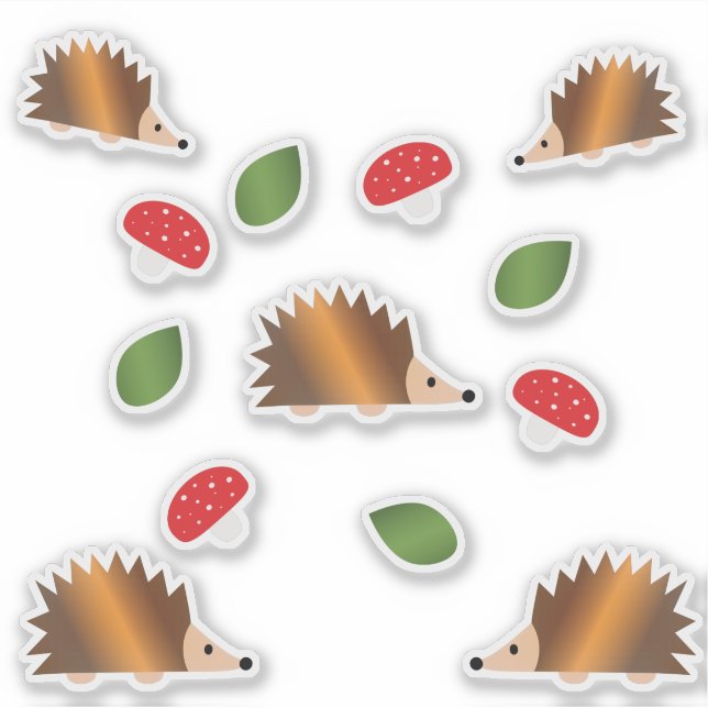 Hedgehogs and Mushrooms sticker set (Front)