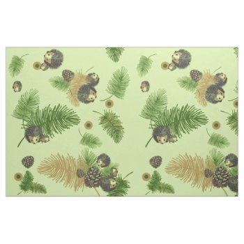 Hedgehogs And Pinecones Fabric by goldersbug at Zazzle
