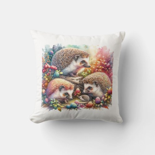 Hedgehogs AREF2207 _ Watercolor Throw Pillow