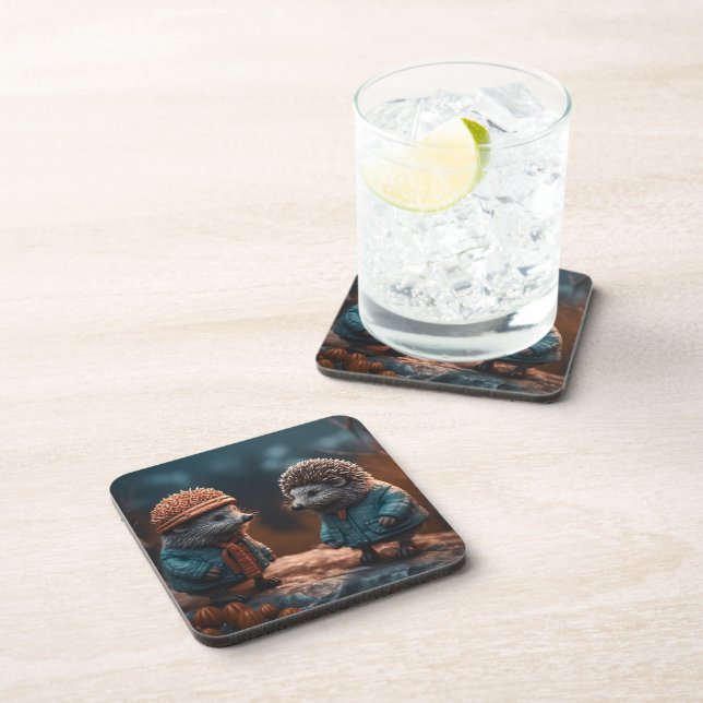 Hedgehogs Beverage Coaster (Right Side)
