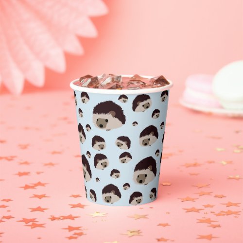 Hedgehogs Blue Background Paper Cup