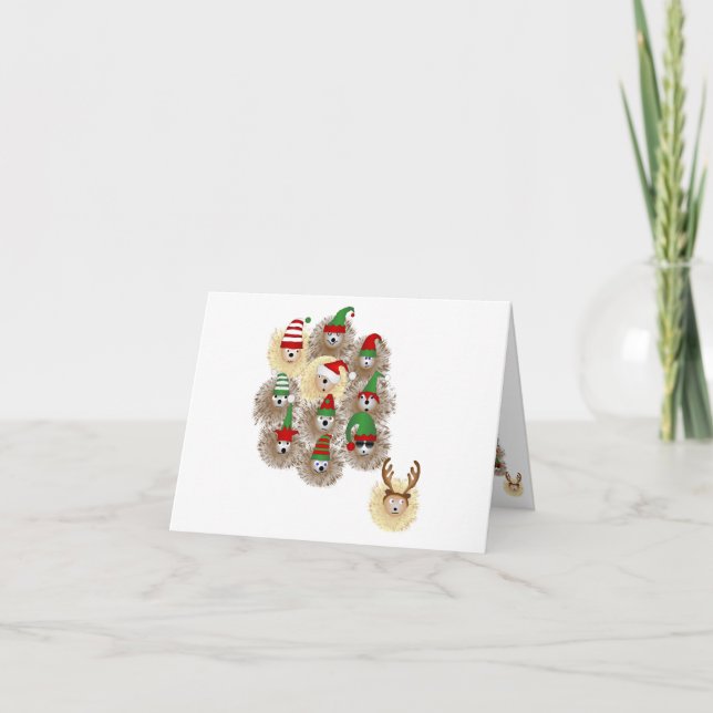 Hedgehogs Holiday Party Note Card (Front)