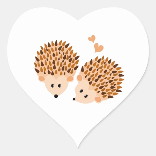 Hedgehogs illustration heart sticker