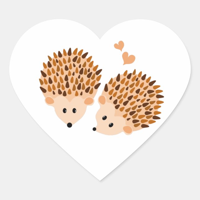 Hedgehogs illustration heart sticker (Front)