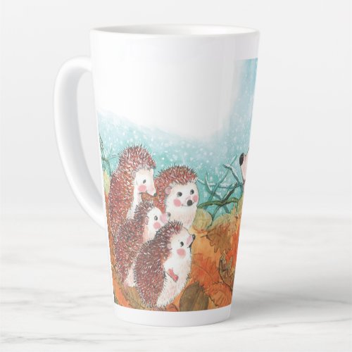 Hedgehogs Illustration  Latte Mug