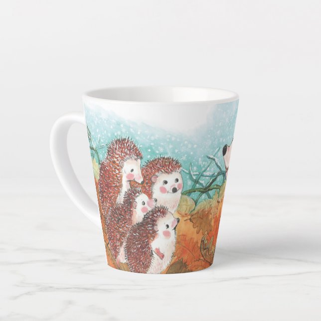 Hedgehogs Illustration small Latte Mug (Left Angle)