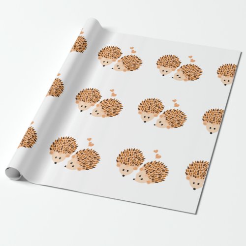 Hedgehogs illustration wrapping paper