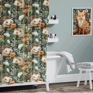 Hedgehogs in an Old English Garden Shower Curtain