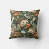 Hedgehogs in an Old English Garden Throw Pillow (Back)