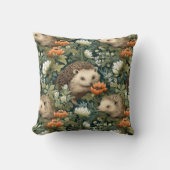 Hedgehogs in an Old English Garden Throw Pillow (Front)