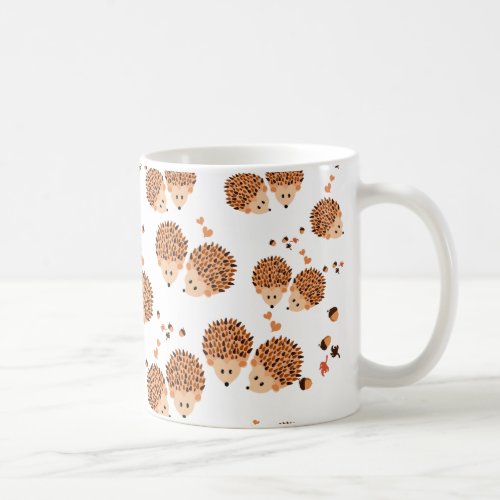 hedgehogs in autumn coffee mug