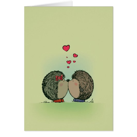 Hedgehogs in love cards (Front)