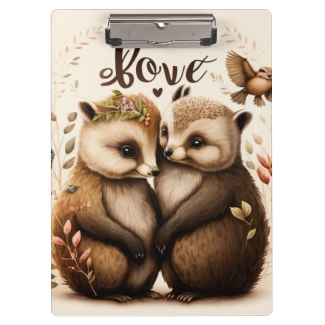  hedgehogs in love clipboard (Front)