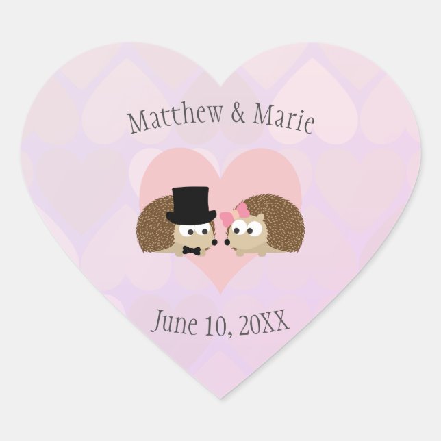Hedgehogs in Love Heart Sticker (Front)