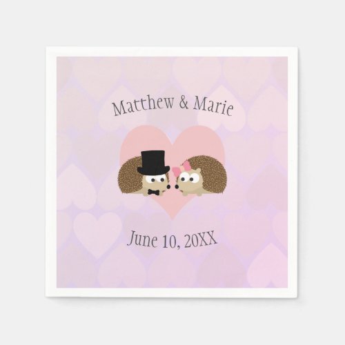 Hedgehogs in Love Hedgehog Wedding Napkins