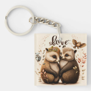hedgehogs in love keychain