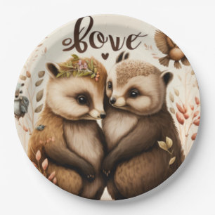 hedgehogs in love paper plates